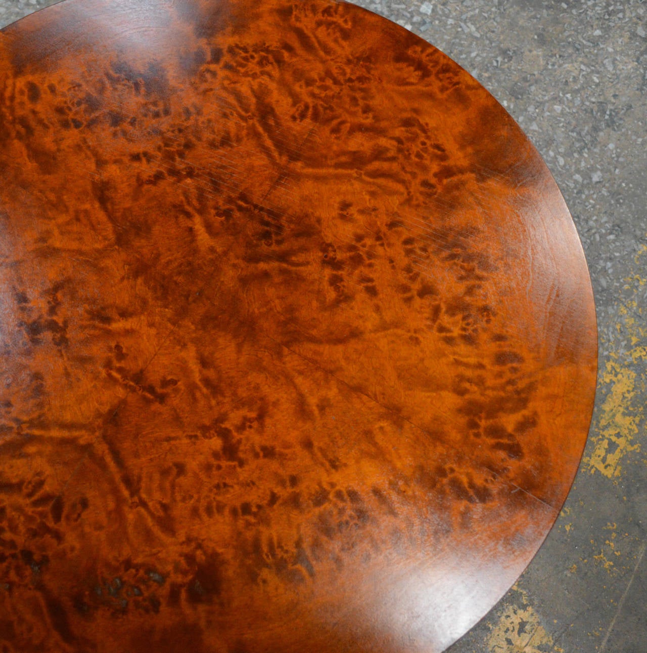 Mid-20th Century Swedish Round Flame Birch Pedestal End or Side Table