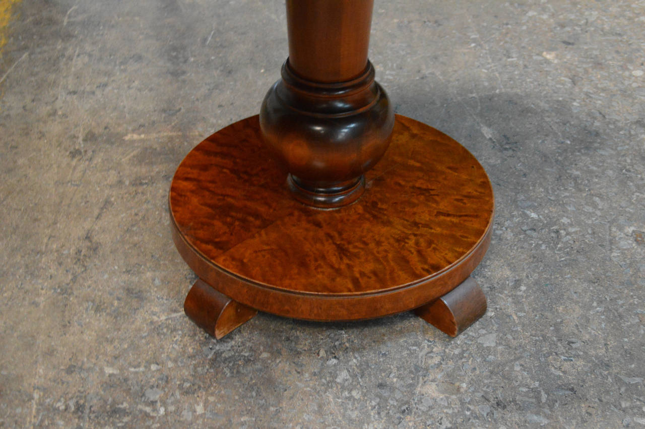 Swedish Round Flame Birch Pedestal End or Side Table 1