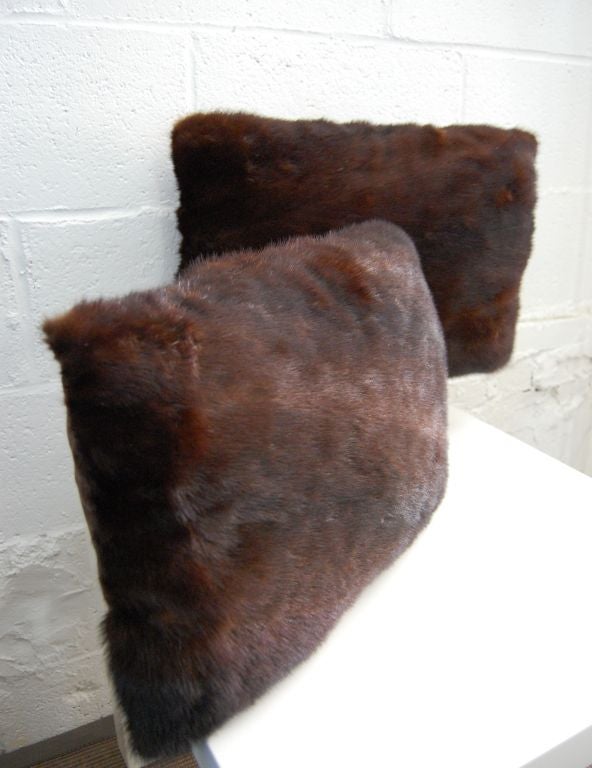 Pair of Reclaimed Vintage Mink Fur Rectangular Pillows 2