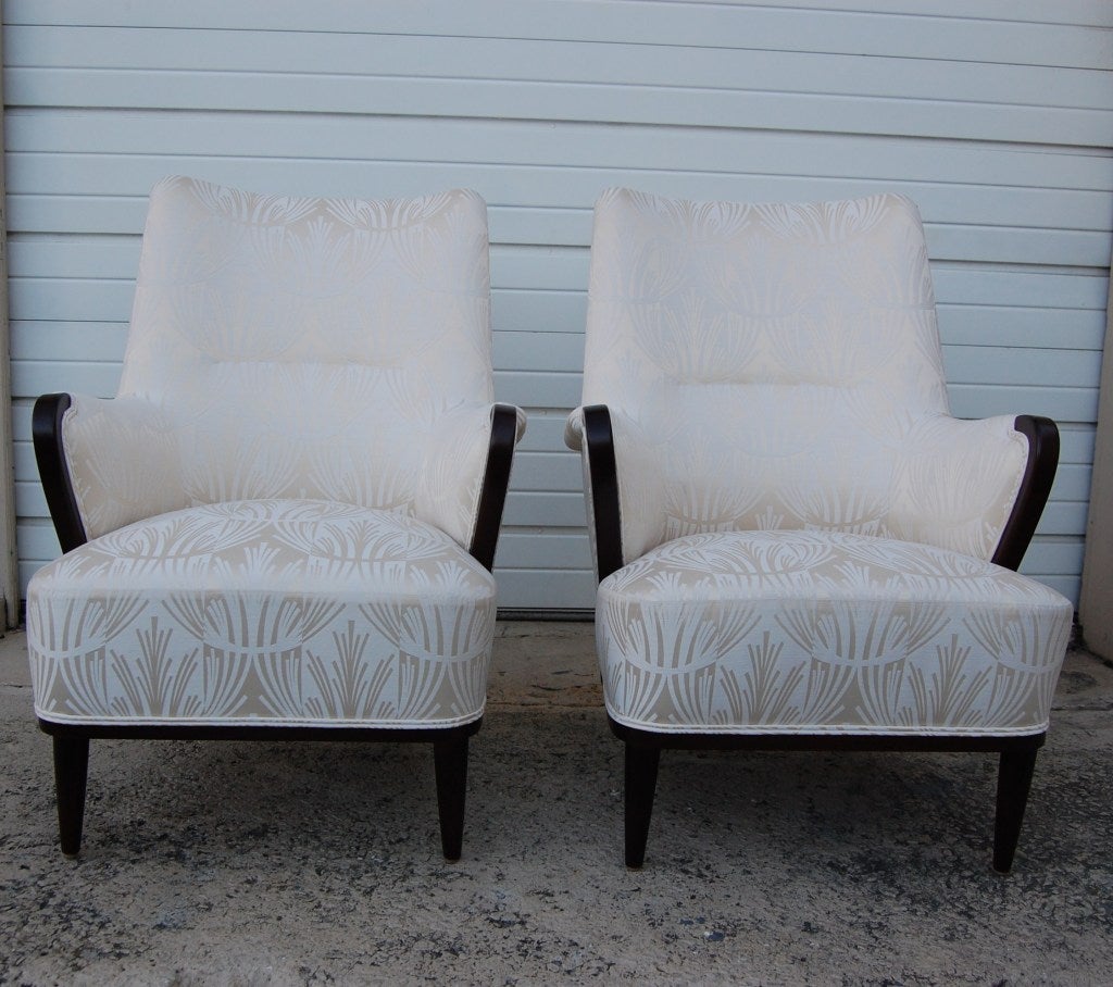 Pair of Swedish Art Moderne Arm Chairs in Jim Thompson "Wrigley"