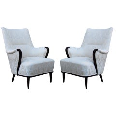 Pair of Swedish Art Moderne Arm Chairs in Jim Thompson "Wrigley"