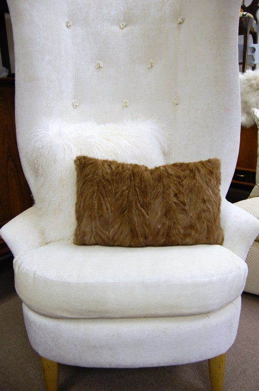 Indulge in the sumptuous feel of fur with this lush impeccably detailed dark blonde mink fur pillow. Made from genuine mink fur reclaimed from clean vintage coat c. 1950's. Variegated shades of dark and light caramel mink fur on the front with new