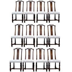 Vintage Set of 12 Swedish Art Deco and Neoclassical Style Dining Side Chairs