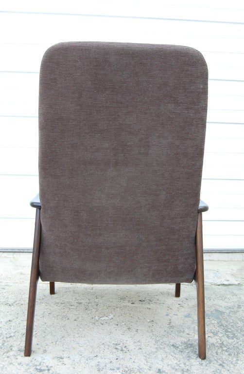 Upholstery Vintage Swedish Modern Chenille Lounge Armchair For Sale
