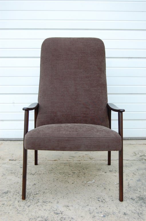 Vintage Swedish Modern Chenille Lounge Armchair For Sale 1