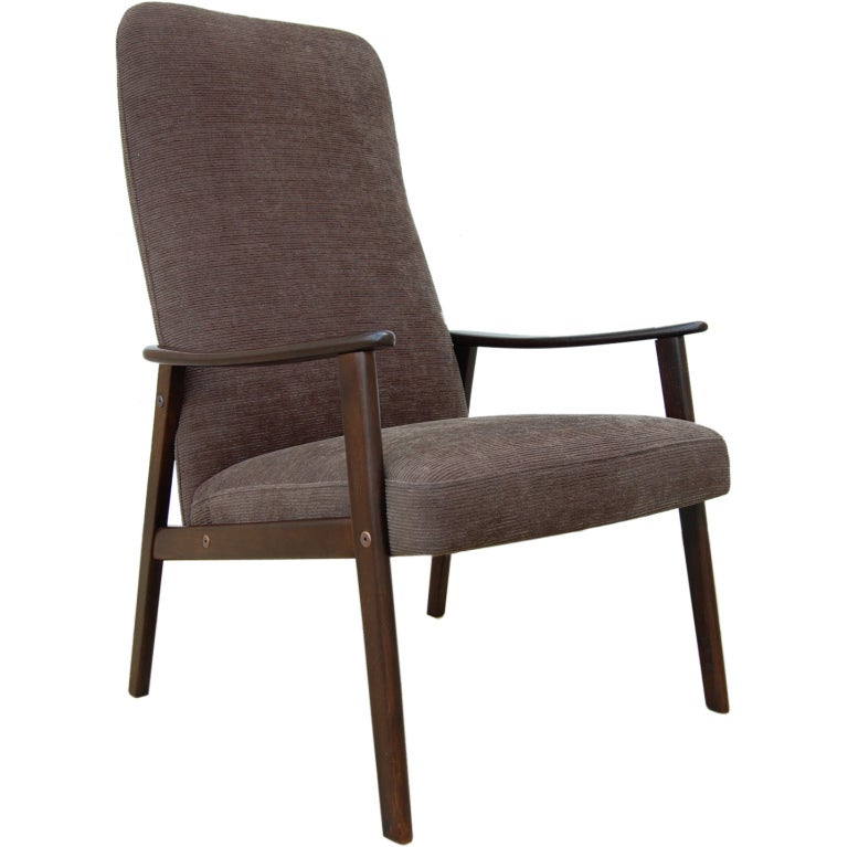 Vintage Swedish Modern Chenille Lounge Armchair For Sale