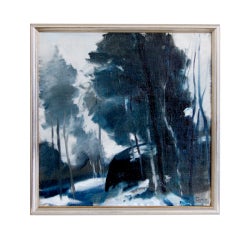 Vintage Swedish Abstract Landscape by Olle Zetterqvist