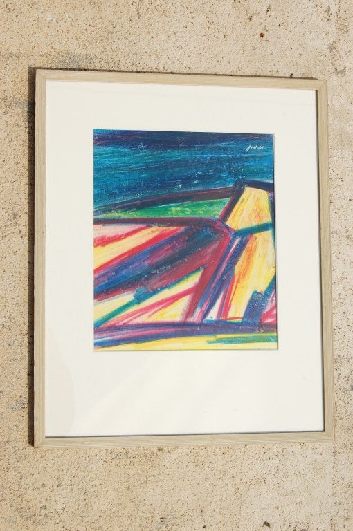 Moderne Œuvre d'art abstraite pastel sur papier vintage d'Ivan Jordell en vente