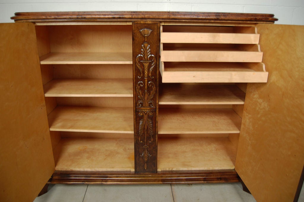 Birch Swedish Neoclassical Art Deco Carved Credenza Cabinet, seen in The Hunger Games