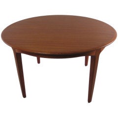 Danish Modern Round Teak Extension Dining Table by Soro Stole