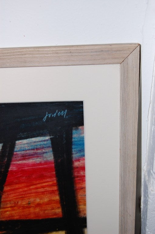 Vintage Ivan Jordell Abstract Pastel On Paper Artwork New Mat with original frame. Taille de l'image : 10