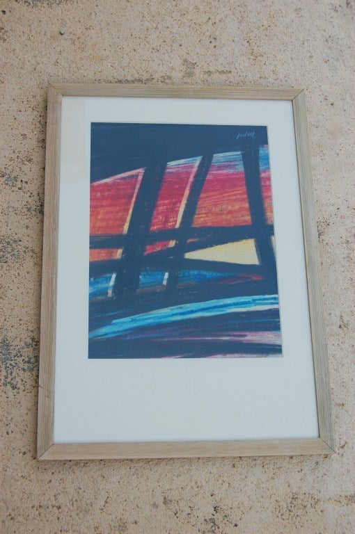 Mid-20th Century Vintage Ivan Jordell Abstract Pastel On Paper Artwork For Sale