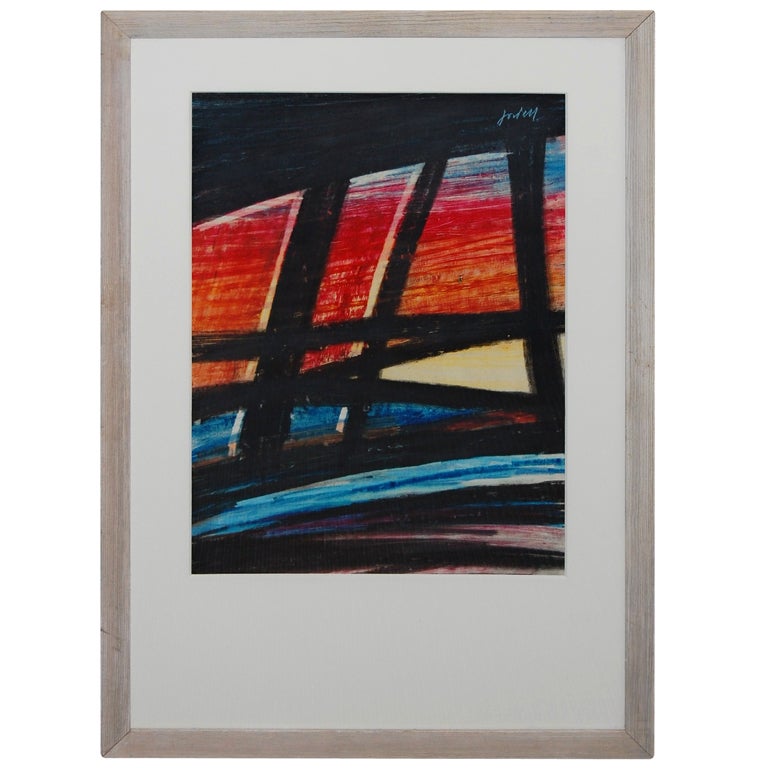 Obra de Arte Vintage Ivan Jordell Pastel Abstracto Sobre Papel