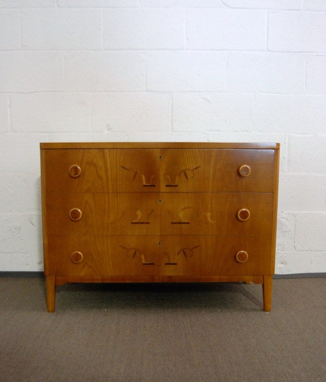 Swedish Art Deco Moderne Chest Of Drawers. 

Key not included.