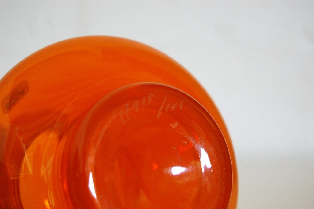 Blown Glass Vintage Swedish Orange Glass Vase by Erik Höglund for Boda