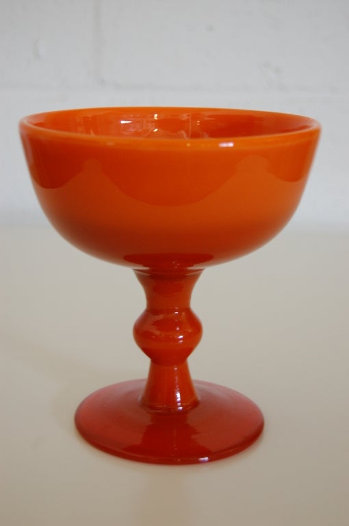 Vintage Swedish Orange Footed Art Glass Bowl Vase by Erik Hoglund for Boda (1932 - 1998).
