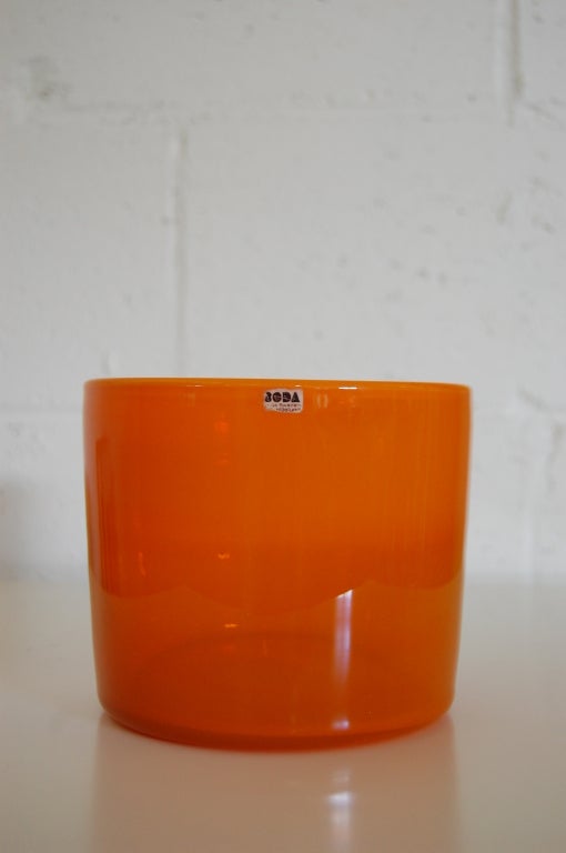 20th Century Vintage Swedish Orange Glass Vase by Erik Höglund for Boda