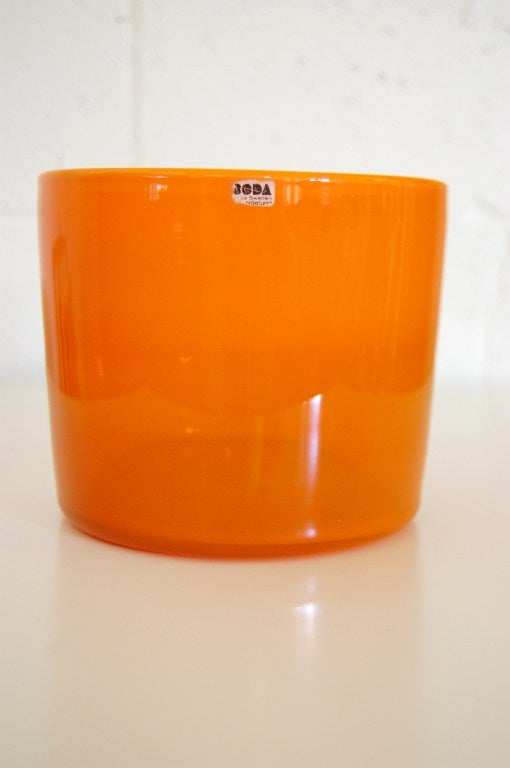 Vintage Swedish Orange Glass Vase by Erik Höglund for Boda 3