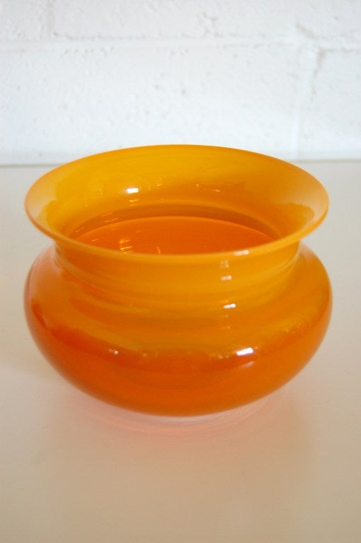 Blown Glass Vintage Swedish Orange Glass Vase by Erik Höglund for Boda