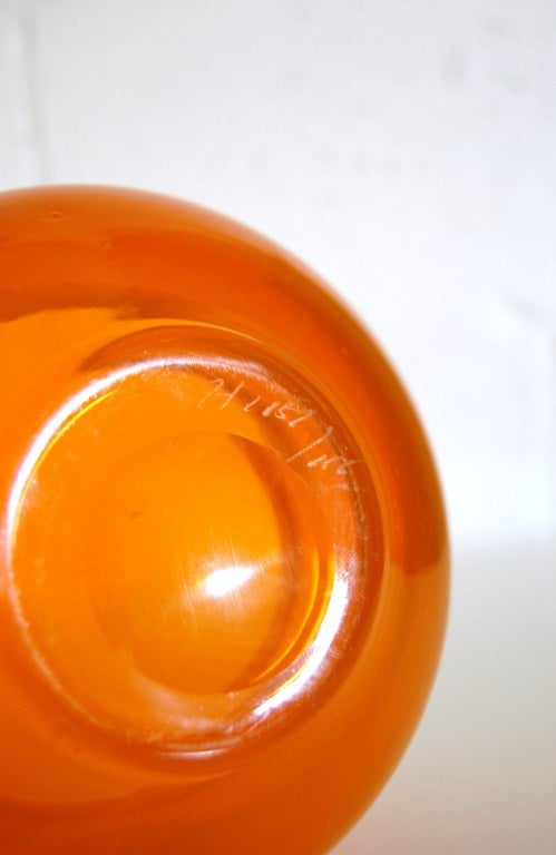 Vintage Swedish Orange Glass Vase by Erik Höglund for Boda 1