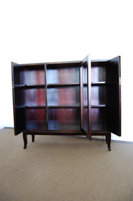 Swedish Dark Birch Buffet Server Cabinet or Bookcase with Curio In Good Condition In Atlanta, GA