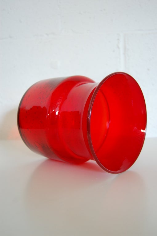 20th Century Vintage Swedish Red Art Glass Vase by Erik Höglund for Boda For Sale