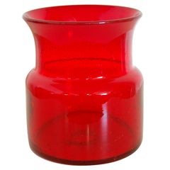 Vintage Swedish Red Art Glass Vase by Erik Höglund for Boda