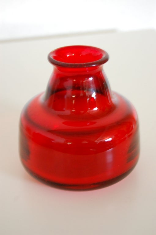 red glass vase