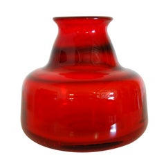 Vintage Swedish Red Art Glass Vase by Erik Höglund for Boda