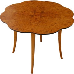 Swedish Art Moderne Scalloped Carpathian Elm Round End Table