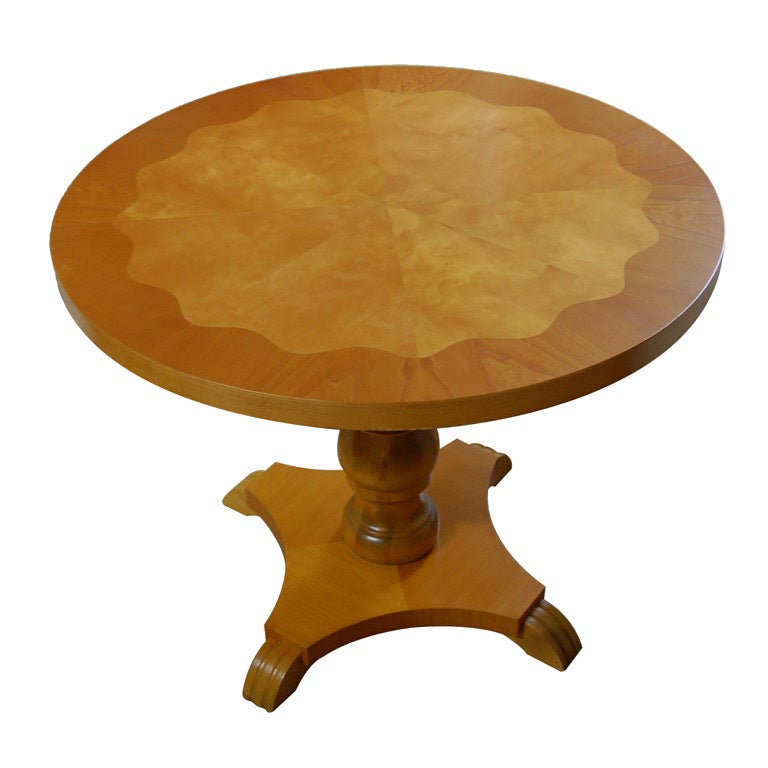 Mesa auxiliar o auxiliar redonda de pedestal sueca Art Decó Moderno