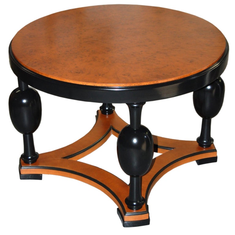 Swedish Art Deco Round Carpathian Birch Coffee or Side Table