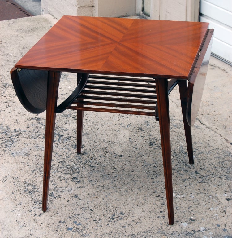 Mid-20th Century MId-Century Modern Drop Leaf End/Side Table in Ribbon Mahogany