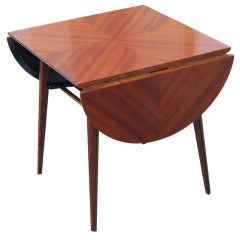 MId-Century Modern Drop Leaf End/Side Table in Ribbon Mahogany