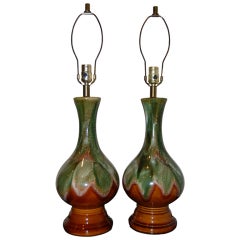 Pair of Ceramic Drip Glaze Lamps 4