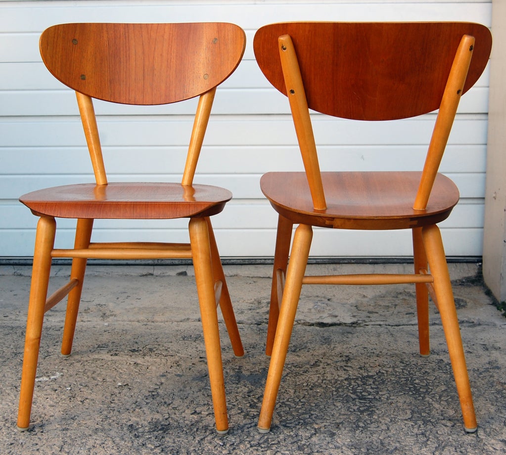 Pair of MidCentury Mod Teak Dining or Side Chairs at 1stdibs