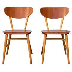 Pair of Mid-Century Mod Teak Dining or Side Chairs