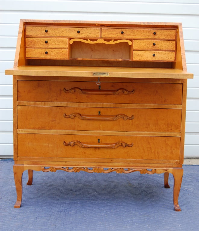 Swedish Art Moderne Drop-Leaf Secretary Writing Desk 3