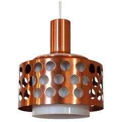 Vintage Mid-Century Swedish Copper & Glass Pendant 11