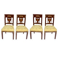 Antique 19th C. Set of Four Empire Side Chairs