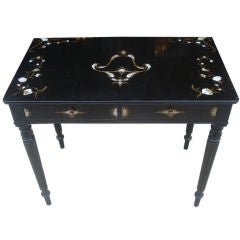 English Ebonized Desk with Mother of Pearl Inlay