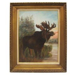 Moose Oil on Board Painting