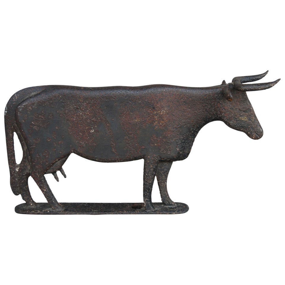 Circa 1900's Cast Iron Cow Weathervane For Sale