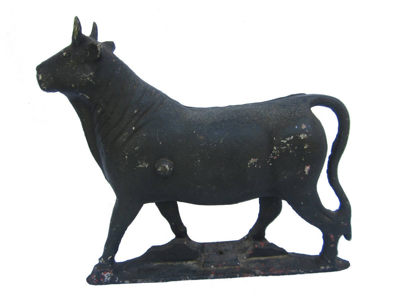 Folk Art Cast Iron Bull Windmill Weight, circa 1900