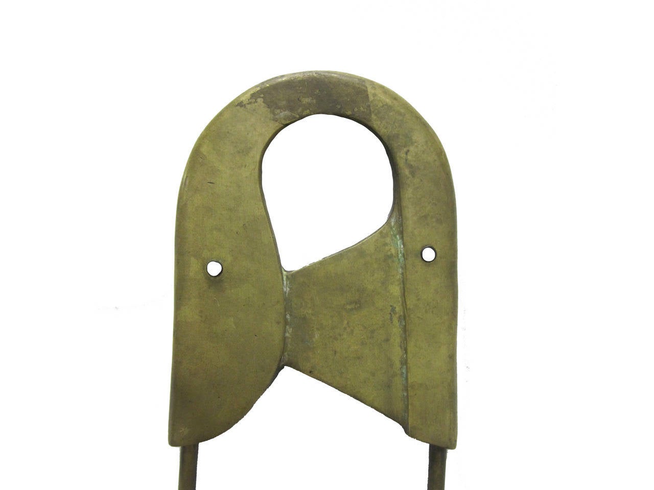 Oversized brass safety pin made for store display, marked 'Highton-bronze the Adco Inc N.Y city Nat'l Selling Agts.', all in as found patina, circa 1900.