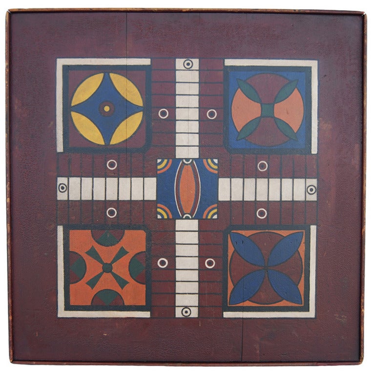 Late 19th Century Exceptional Parcheesi Game Board For Sale