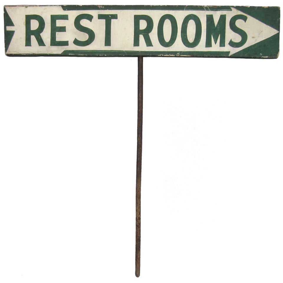 Circa 1930 'Rest Rooms' Sign For Sale