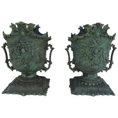 Antique Turn of the Century Pair of Stove and Range Urns