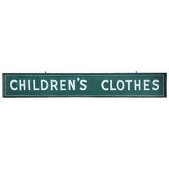 Wood 'Children's Clothes' Sign, circa 1940