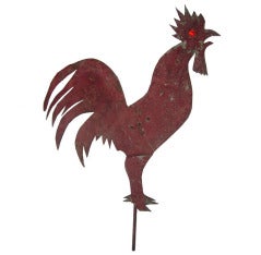 Antique Crowing Rooster Sheet Iron Weathervane
